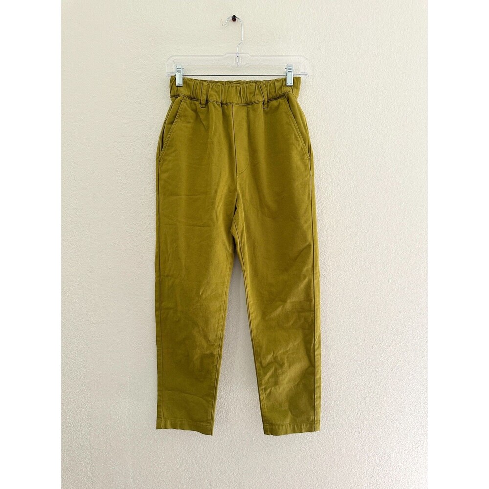 Toast Gabi Pull On Pants Elastic Waist Green Yellow Cotton Women's 4 (Small)
